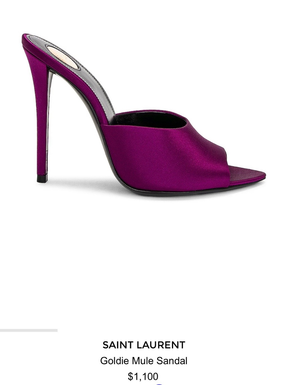 Saint Laurent Goldie Mule Magenta Satin Open-Toe Stiletto
